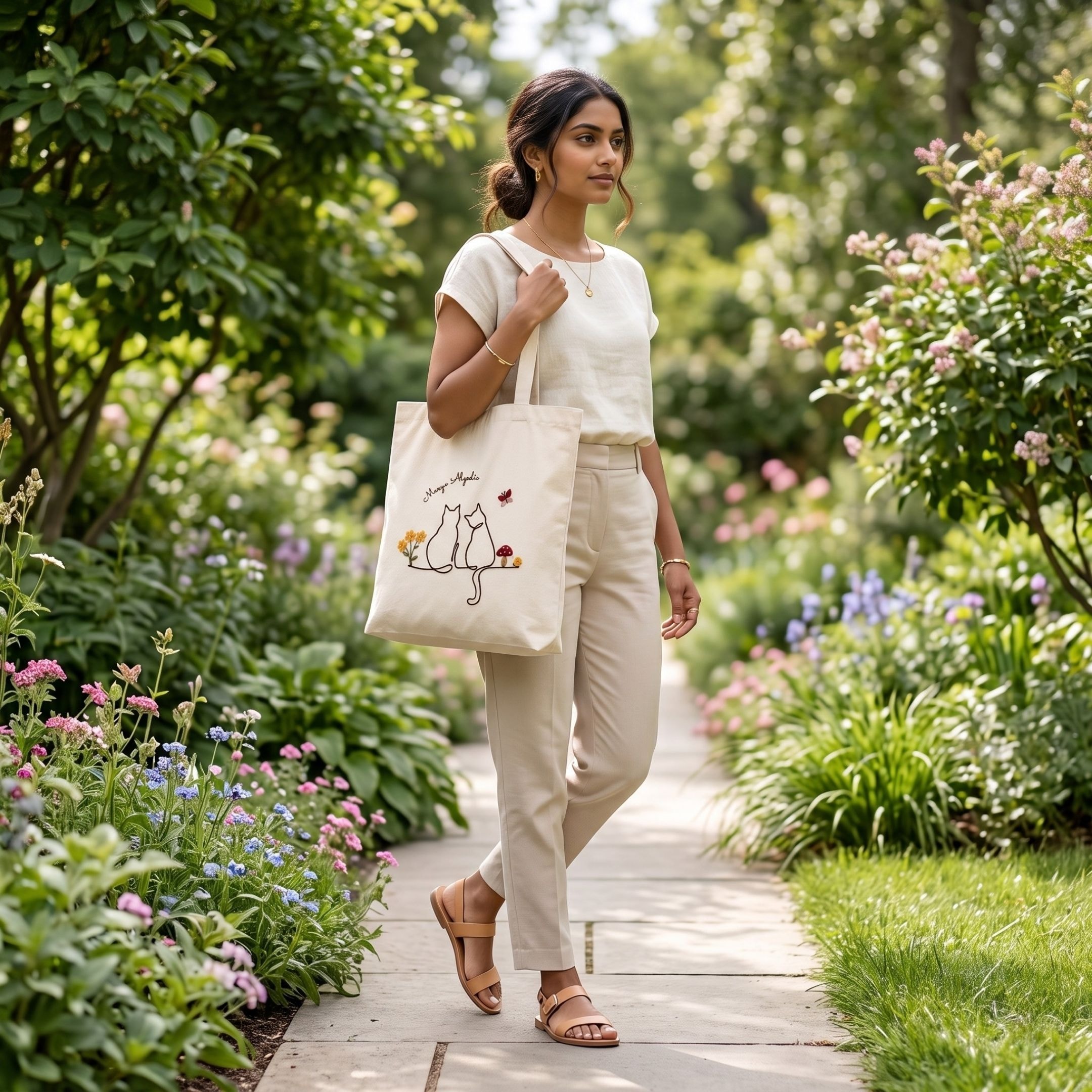 Meow & Bloom Handwork Tote Bag View 3