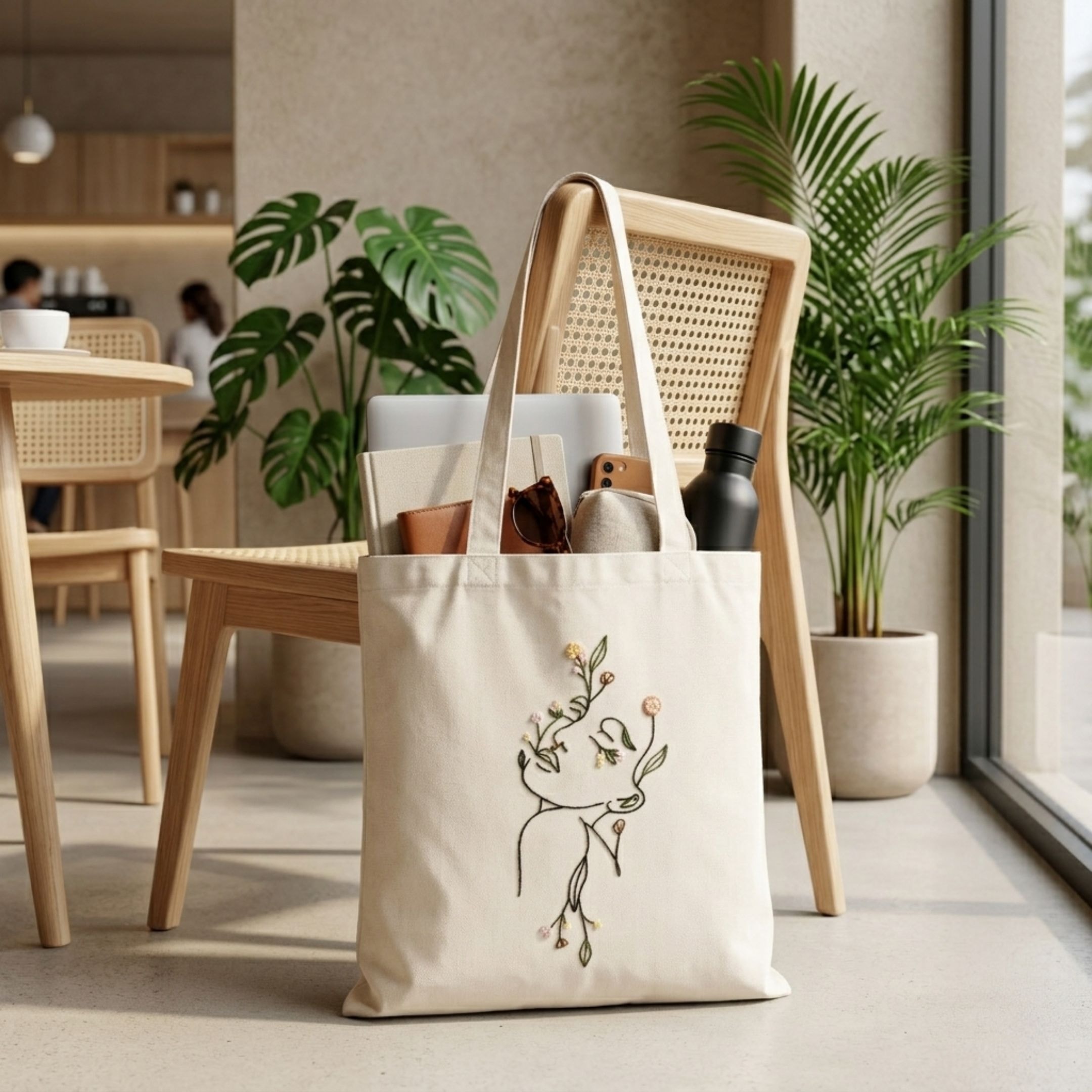 Botanical Beauty Handwork Tote Bag View 4