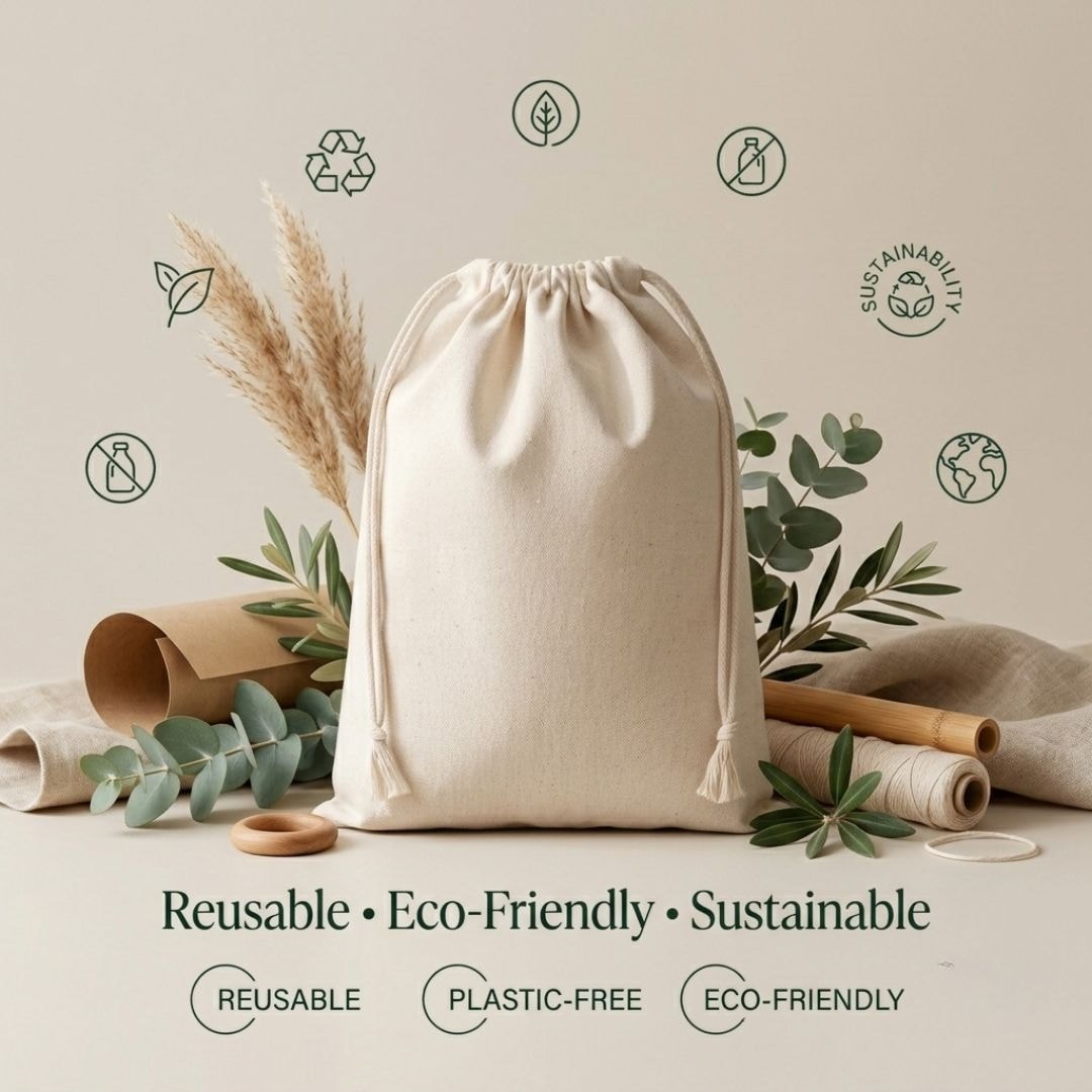 4x5 Inches Cotton Drawstring Bag | 150 GSM View 4