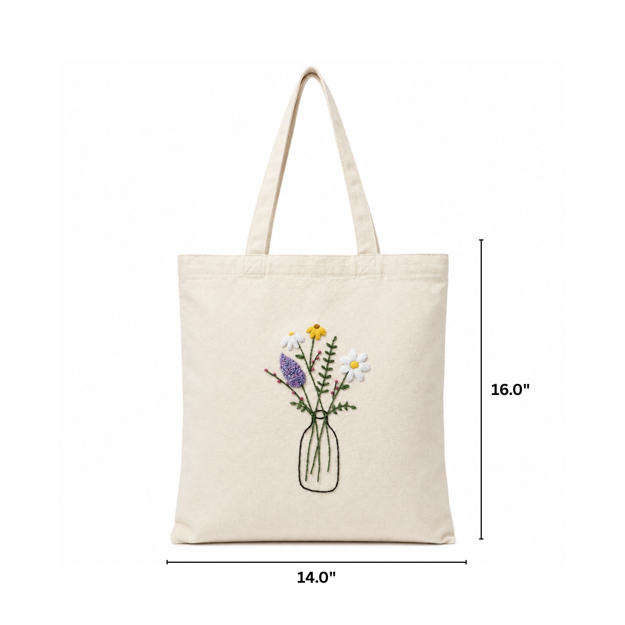 Wildflower Vase Handwork Tote Bag View 1