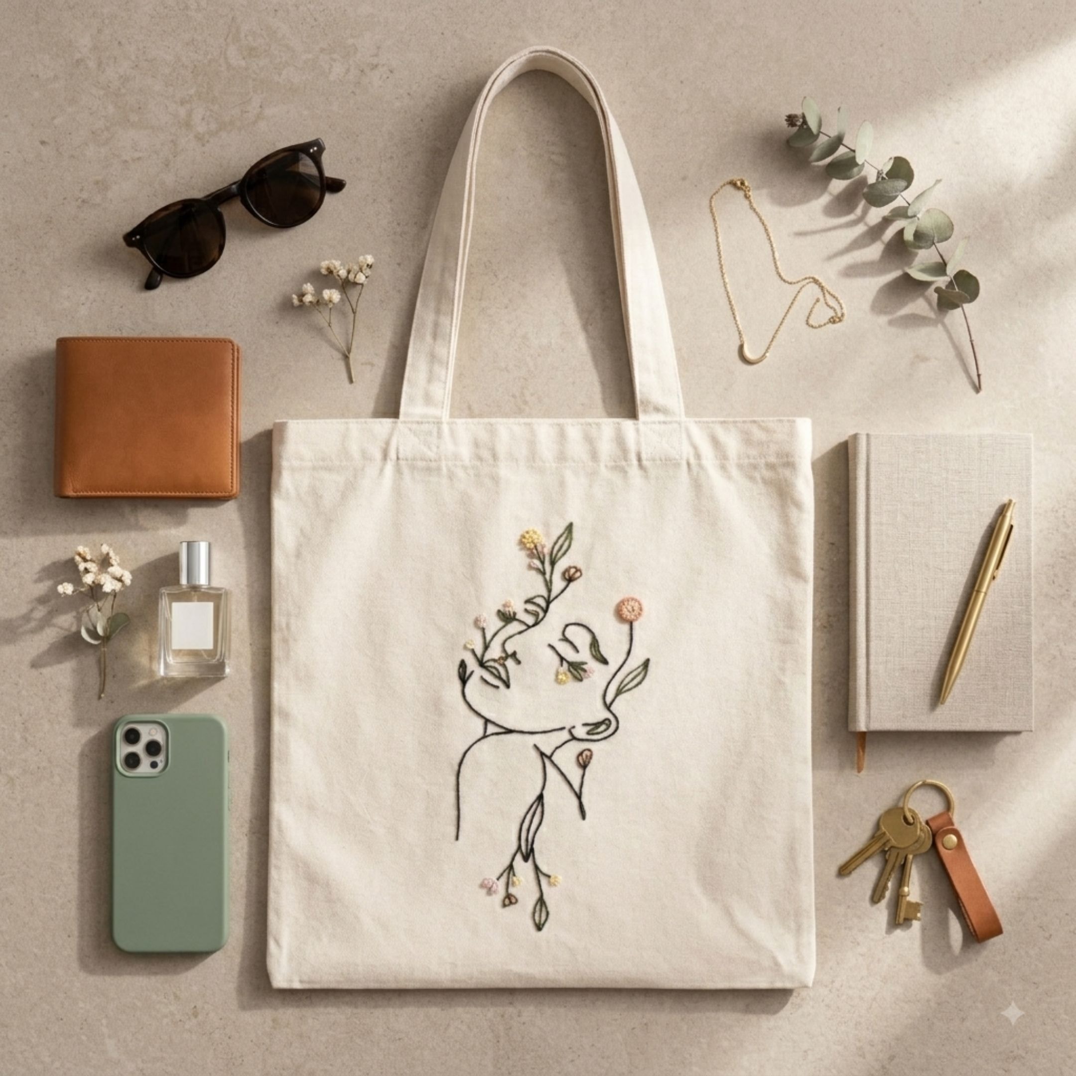 Botanical Beauty Handwork Tote Bag View 5