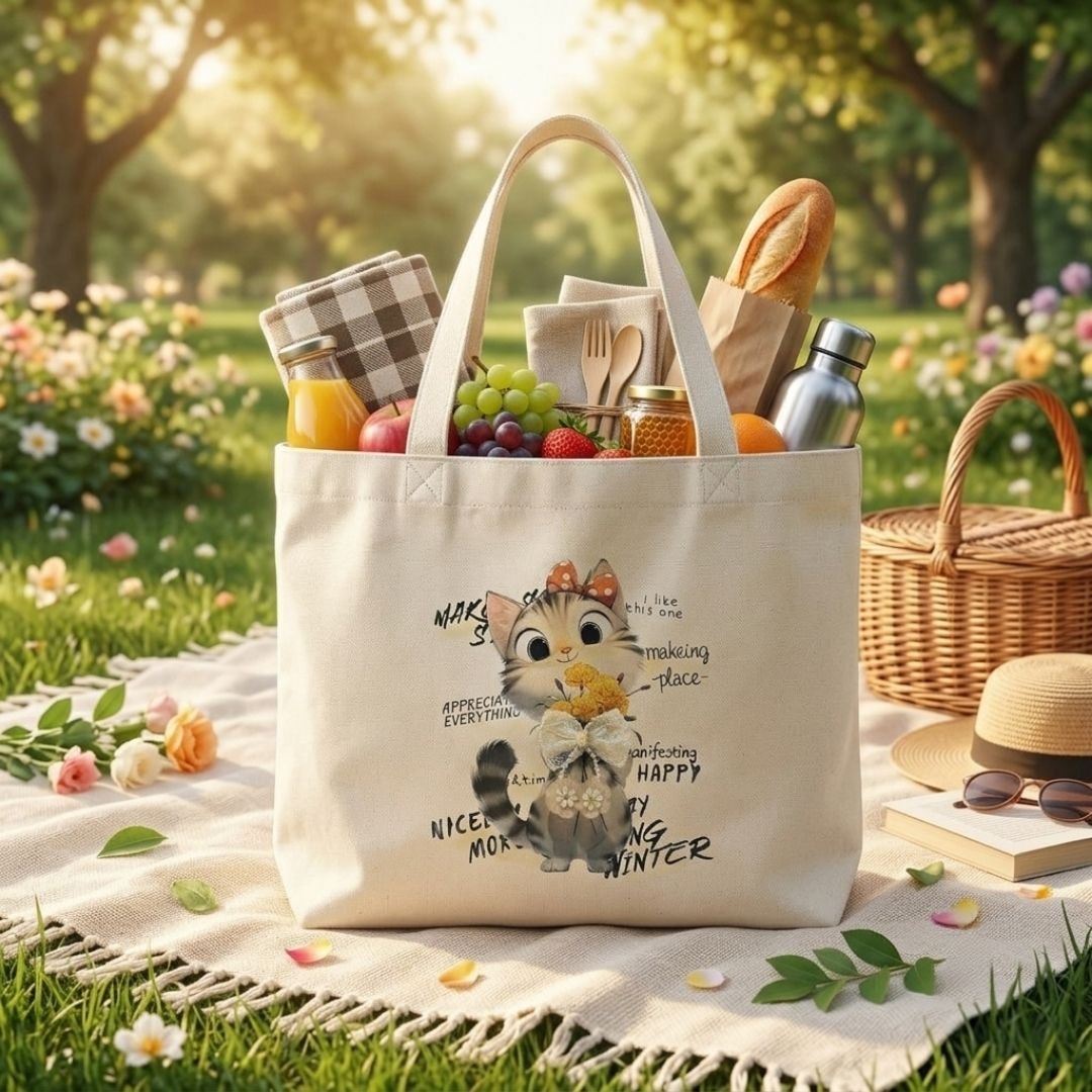 Purrfect Mood Tote Bag | 300 GSM View 7