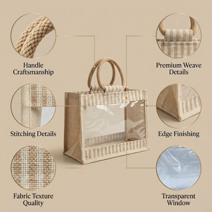 Striped Window Jute Hamper Bag | 350 GSM View 5