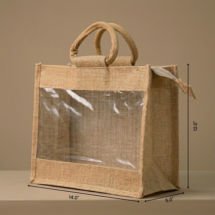 Clear Window Jute Hamper Bag | 350 GSM View 4
