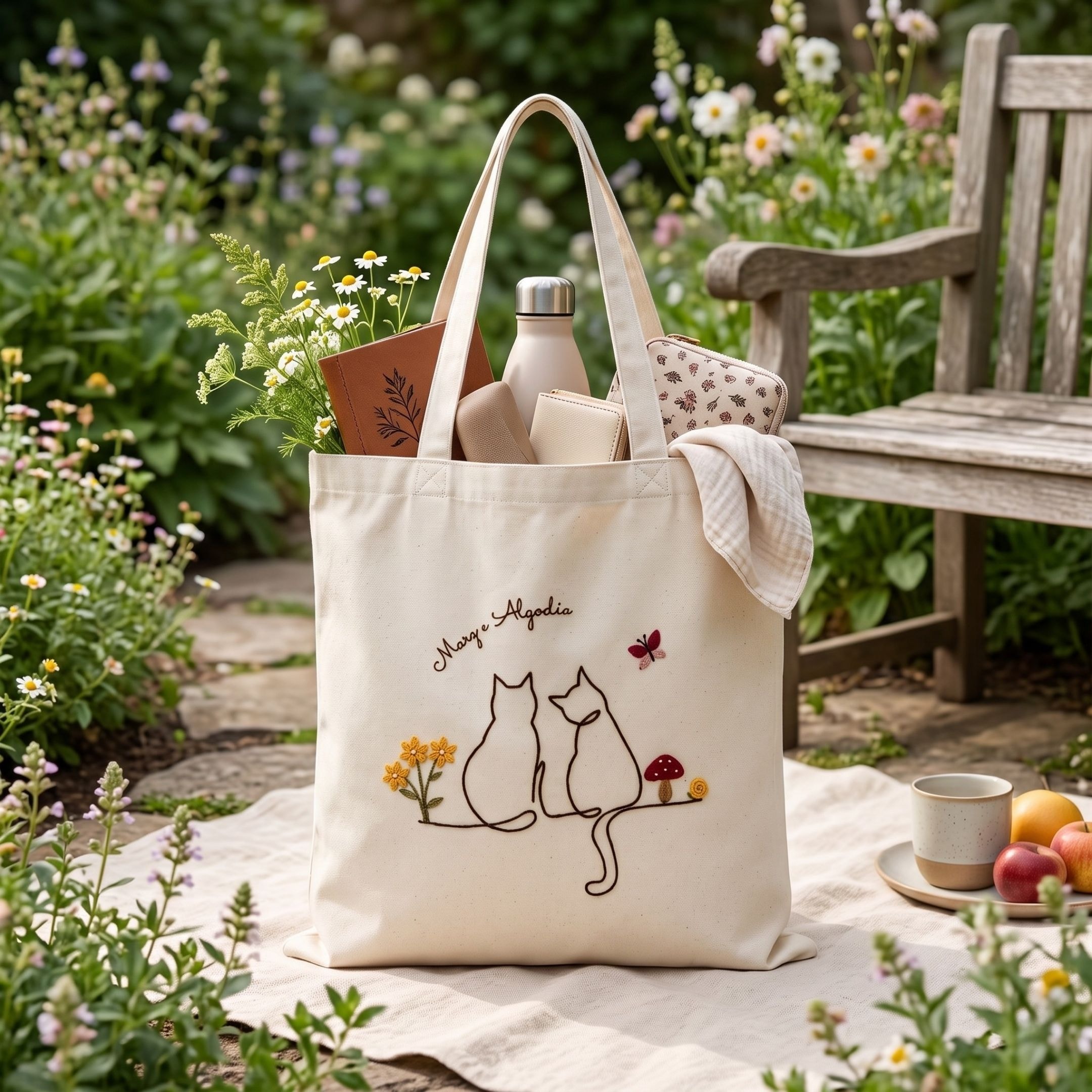 Meow & Bloom Handwork Tote Bag View 5