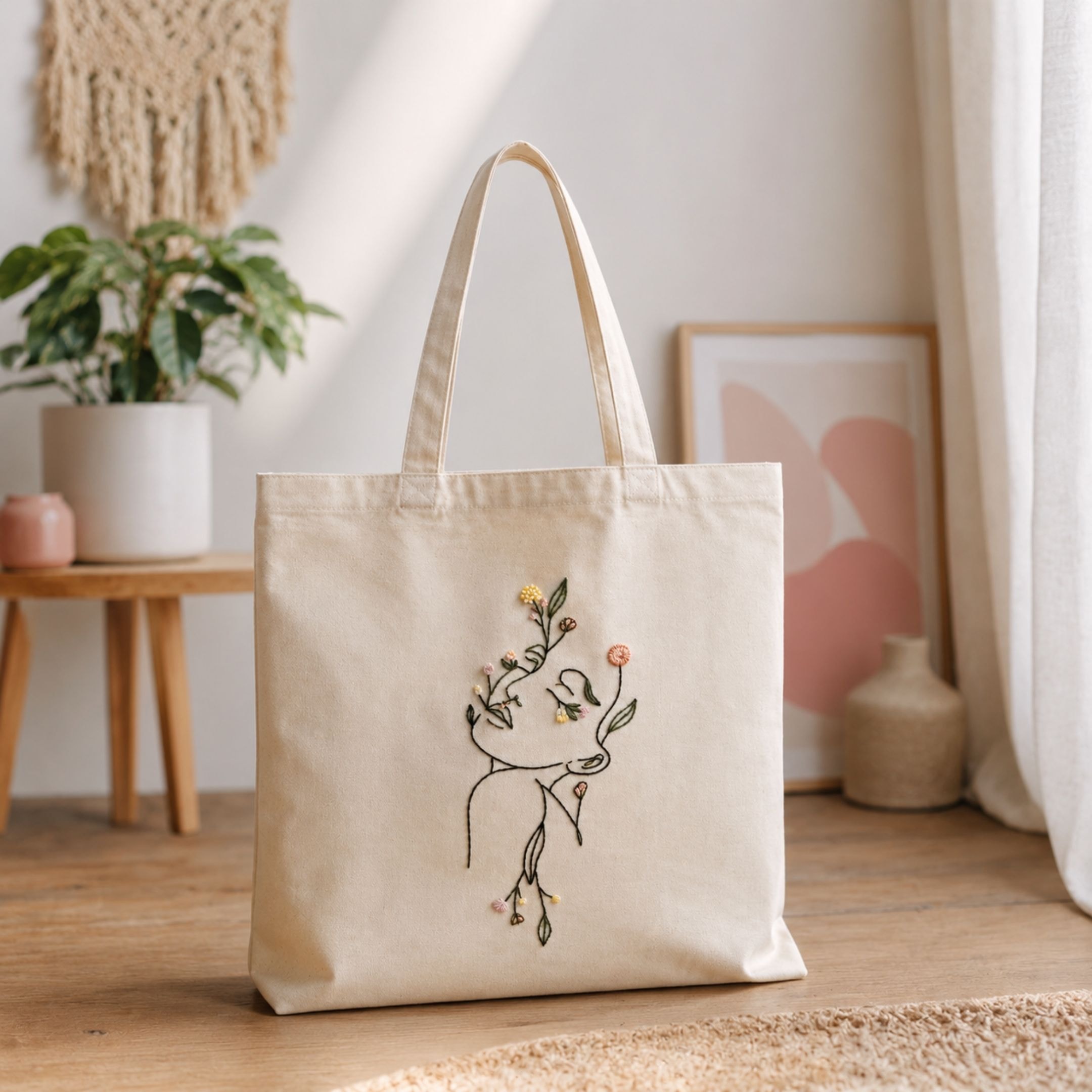 Botanical Beauty Handwork Tote Bag View 2