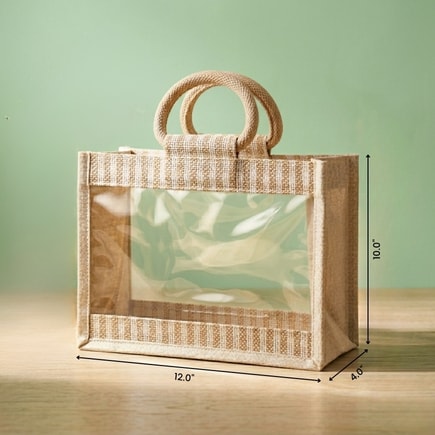 Striped Window Jute Hamper Bag | 350 GSM View 3
