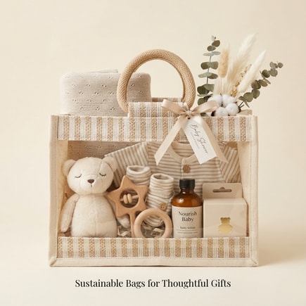 Striped Window Jute Hamper Bag | 350 GSM View 6