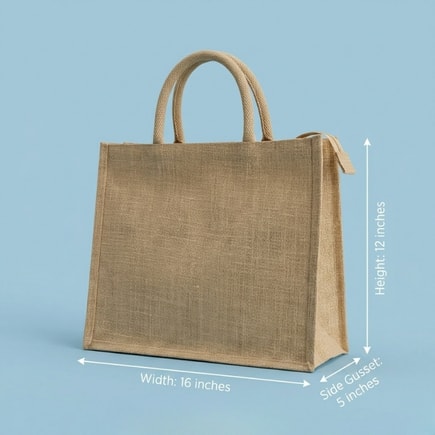 Plain Jute Bags With Zipper Closure | 350 GSM View 3