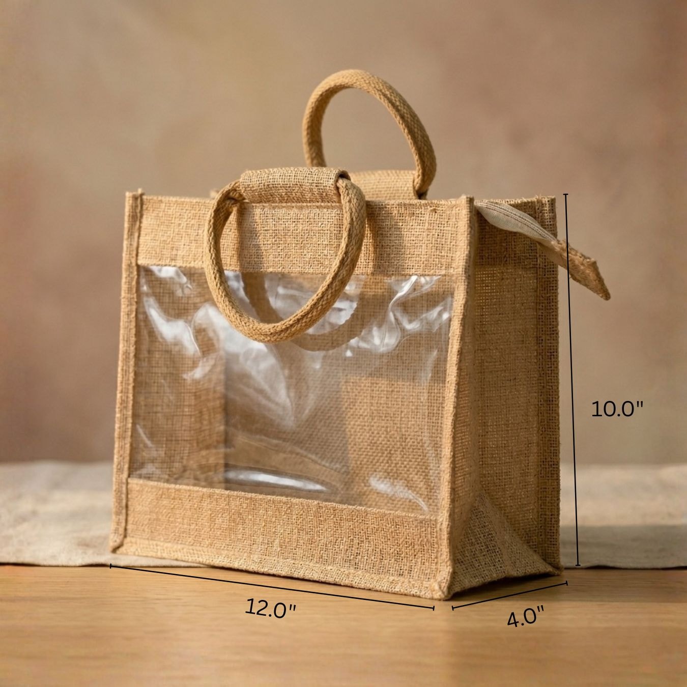 Clear Window Jute Hamper Bag | 350 GSM View 3
