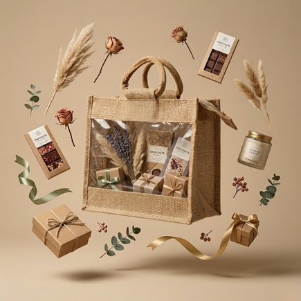 Clear Window Jute Hamper Bag | 350 GSM View 7