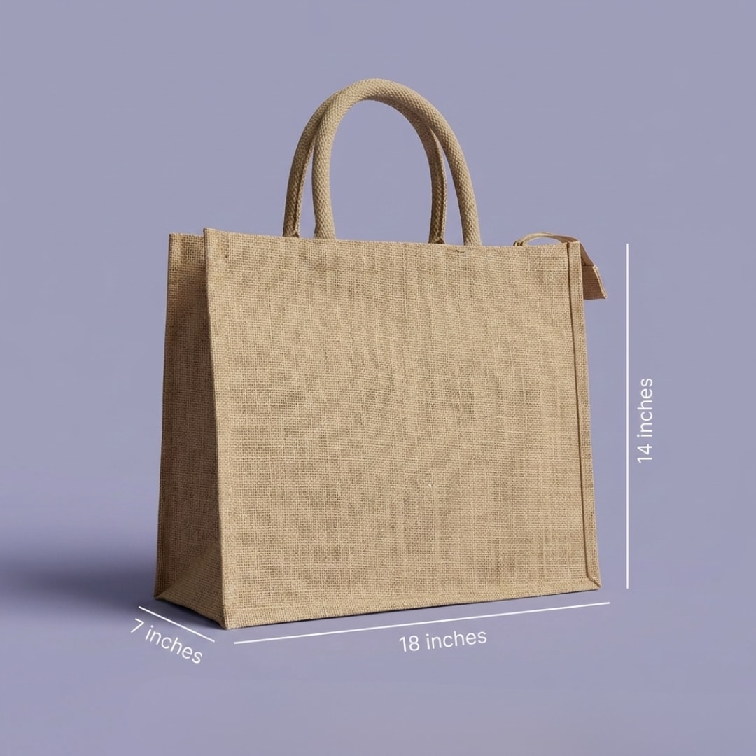 Basic Jute Bags With Zipper Closure | 350 GSM View 4
