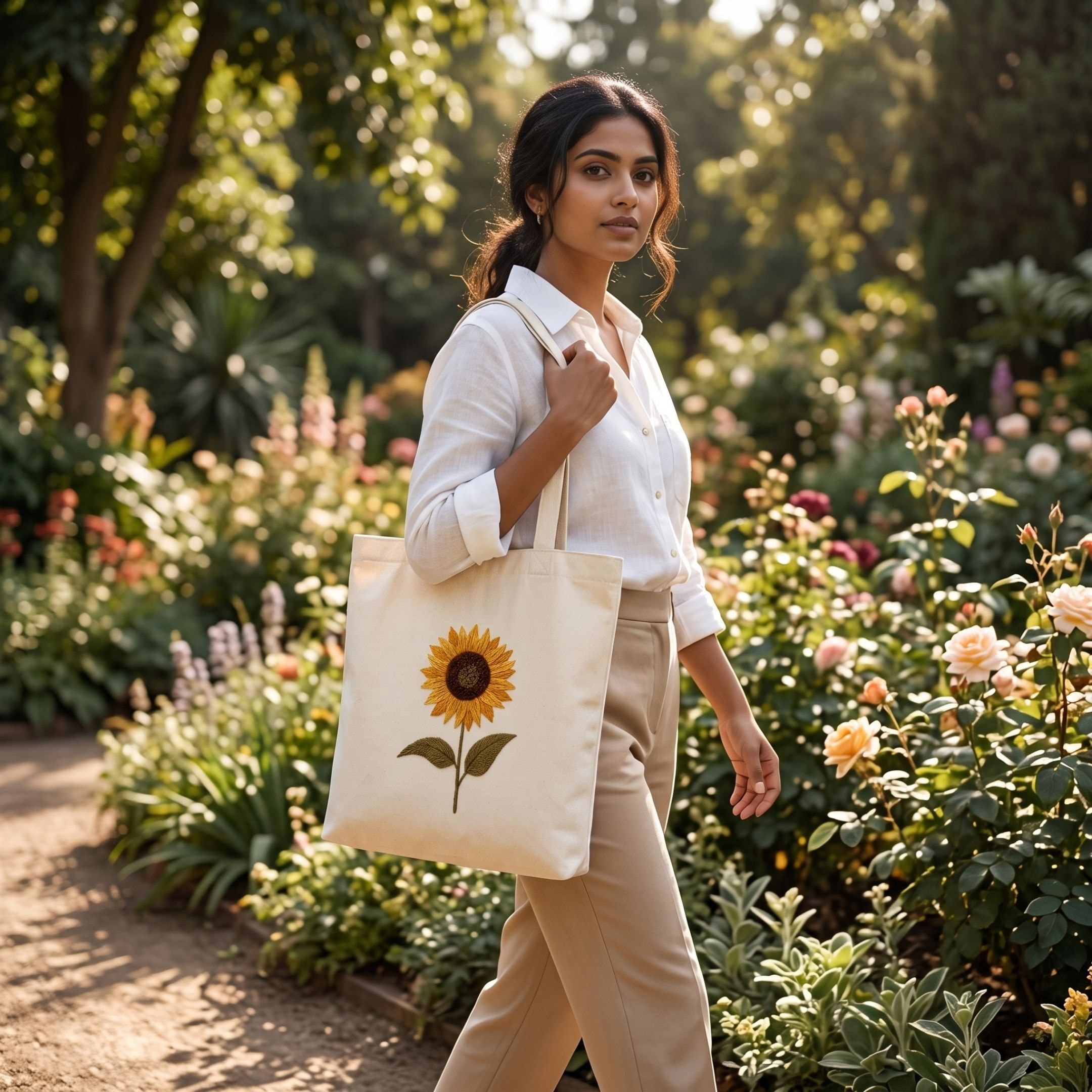 Sunshine Bloom Handwork Tote Bag View 3