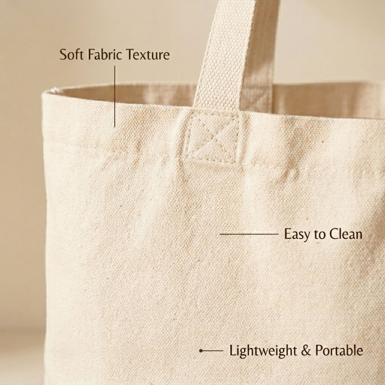 14x12 Inches | Classic Wide Cotton Tote Bag View 4