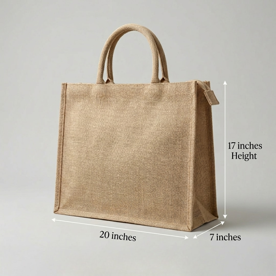 Basic Jute Bags With Zipper Closure | 350 GSM View 3