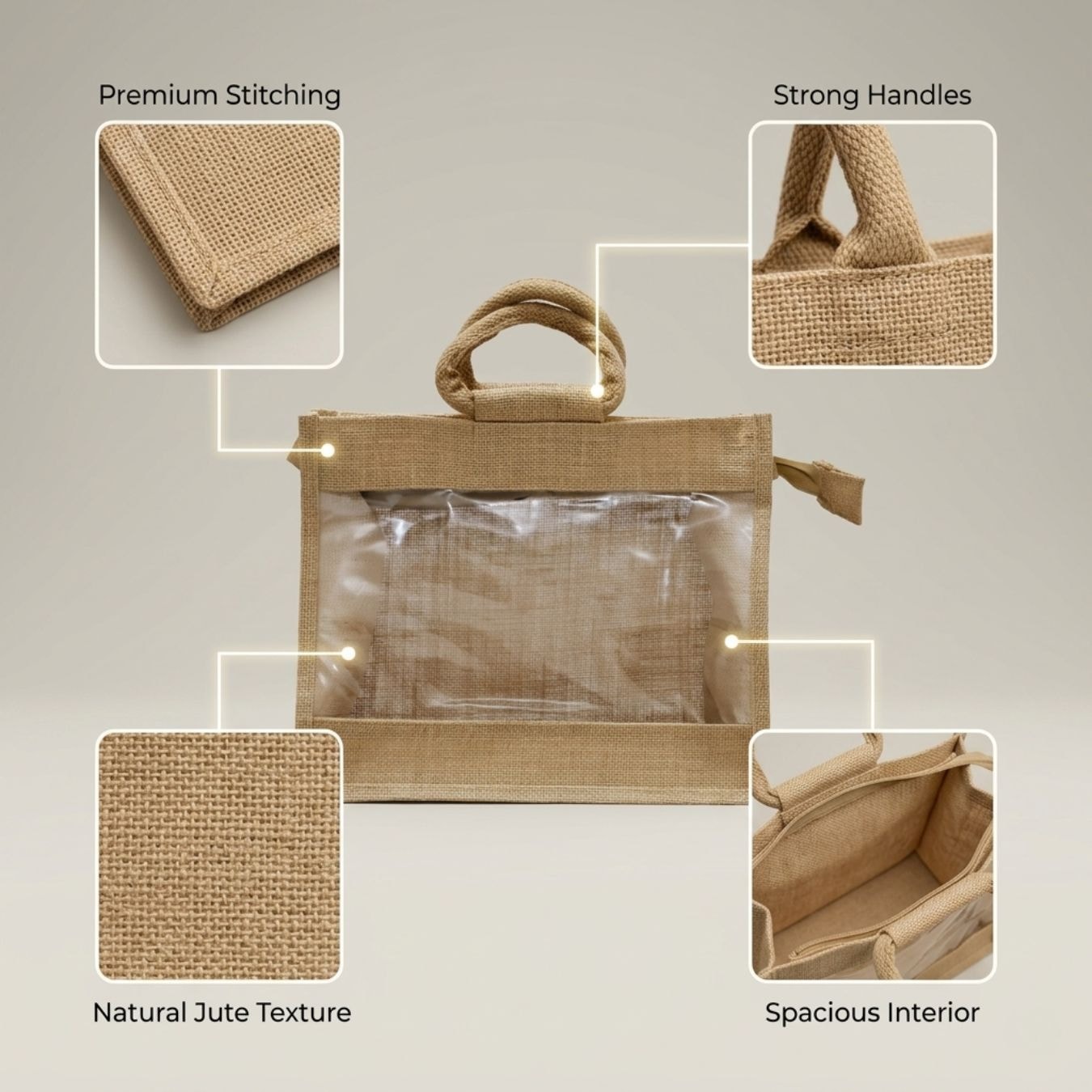 Clear Window Jute Hamper Bag | 350 GSM View 5