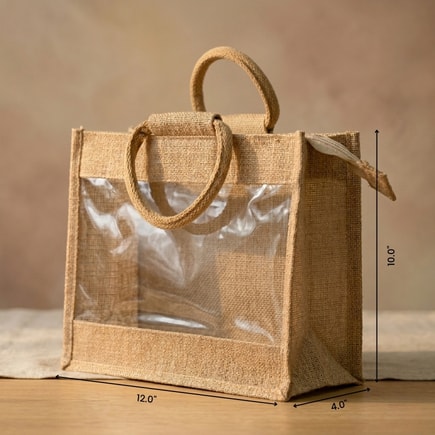 Clear Window Jute Hamper Bag | 350 GSM View 3