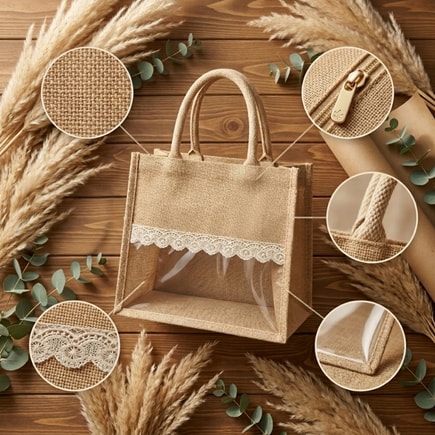 Lace Window Jute Hamper Bag | 350 GSM View 5