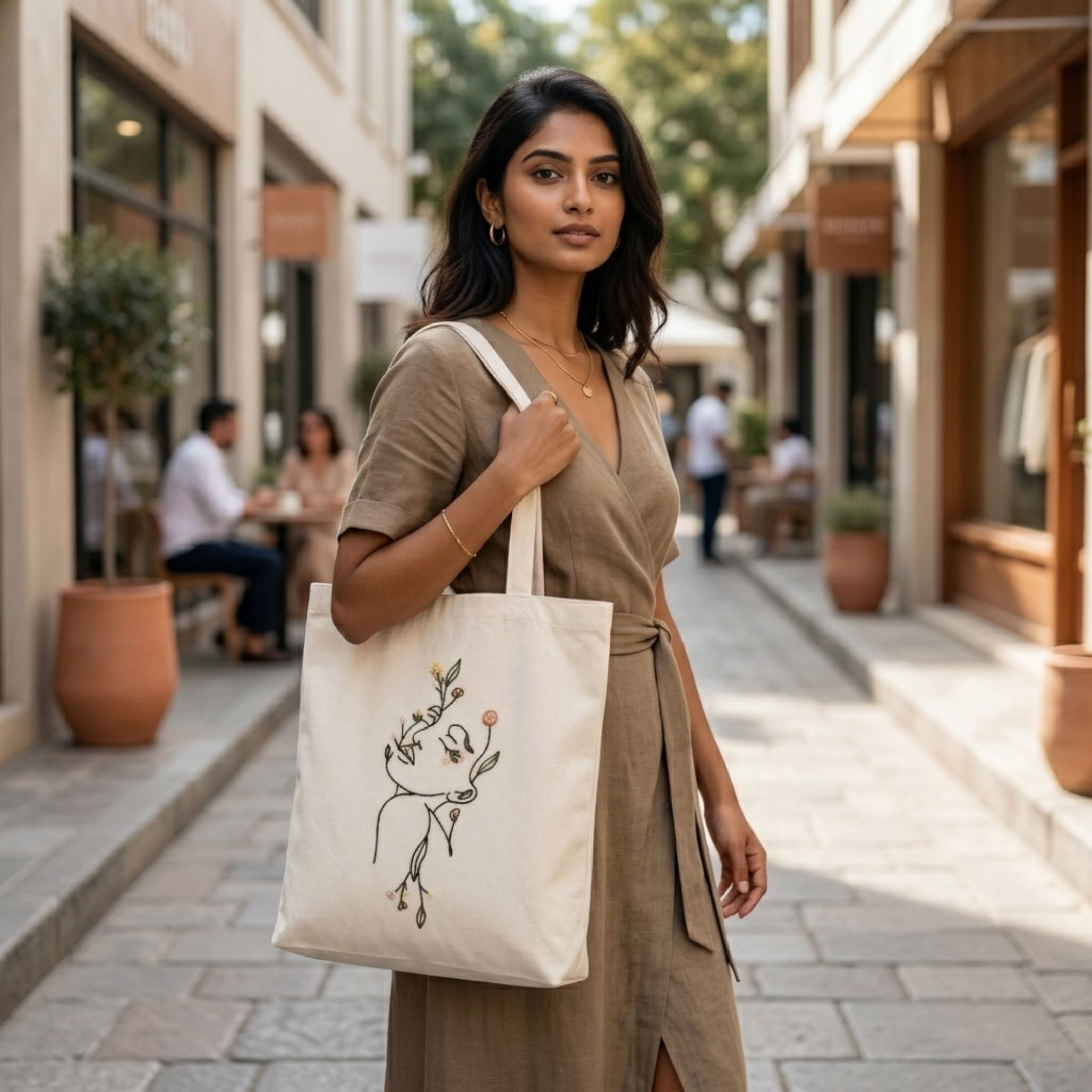 Botanical Beauty Handwork Tote Bag View 3