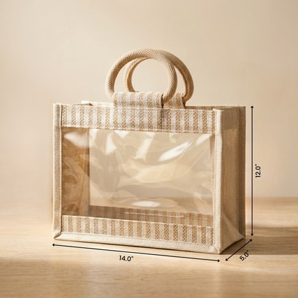 Striped Window Jute Hamper Bag | 350 GSM View 4