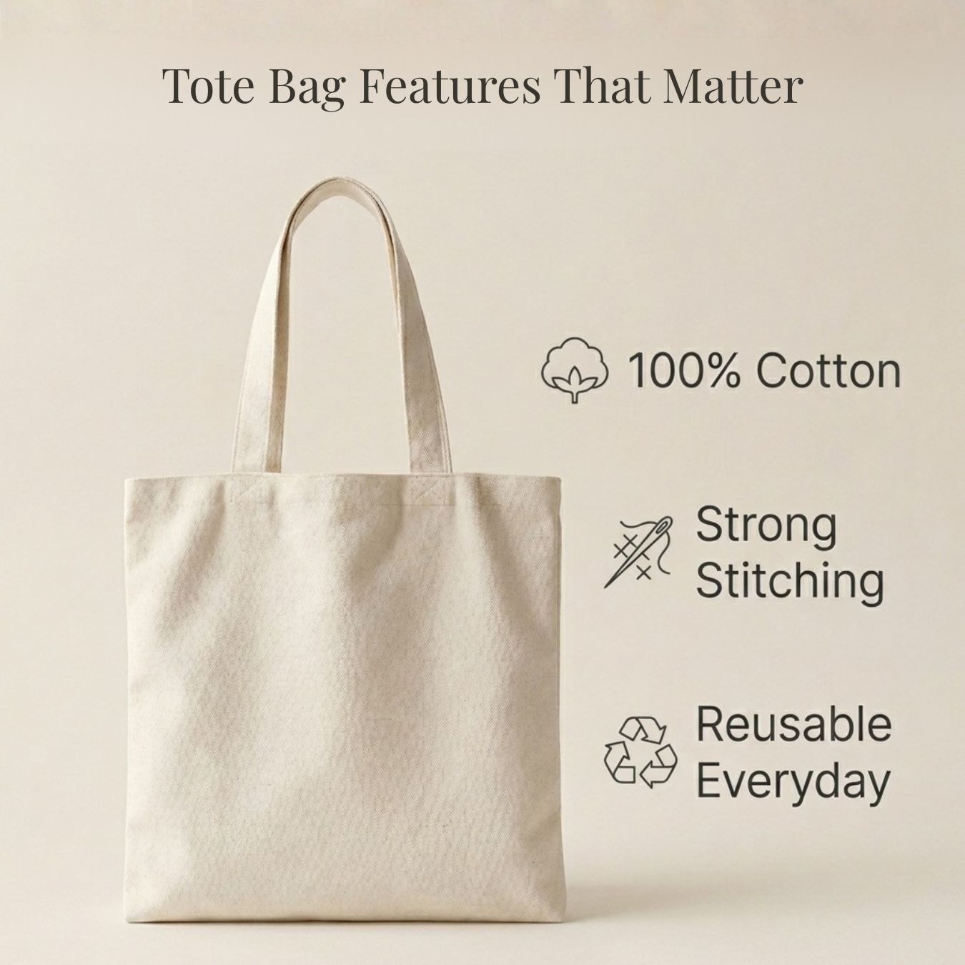 12x14 Inches | Classic Cotton Tote Bag View 4