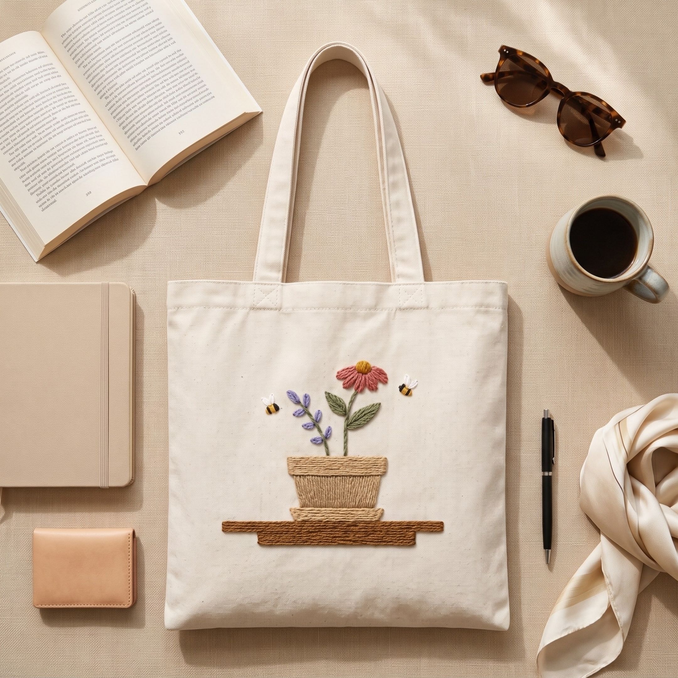 Garden Bloom Handwork Tote Bag View 4
