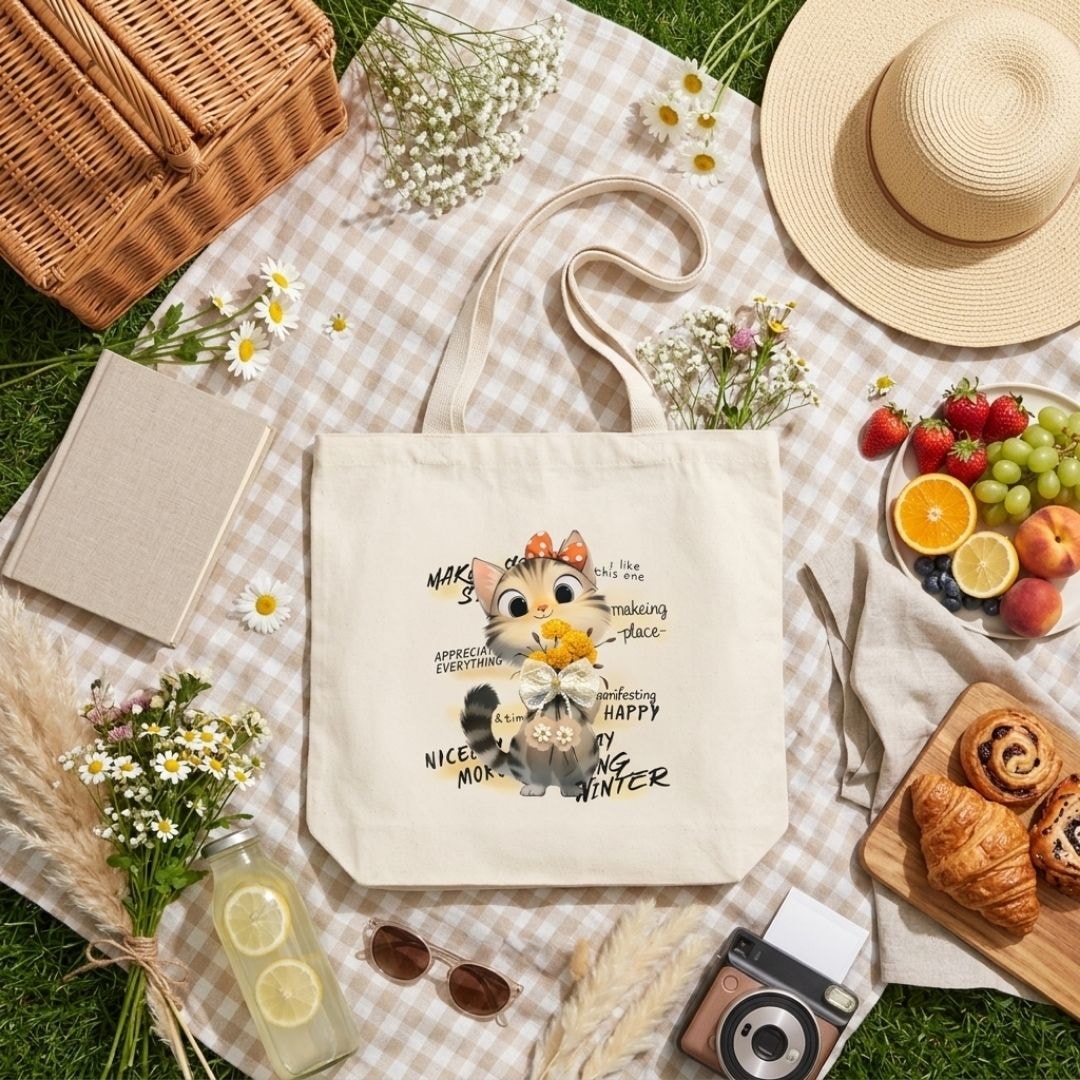 Purrfect Mood Tote Bag | 300 GSM View 4
