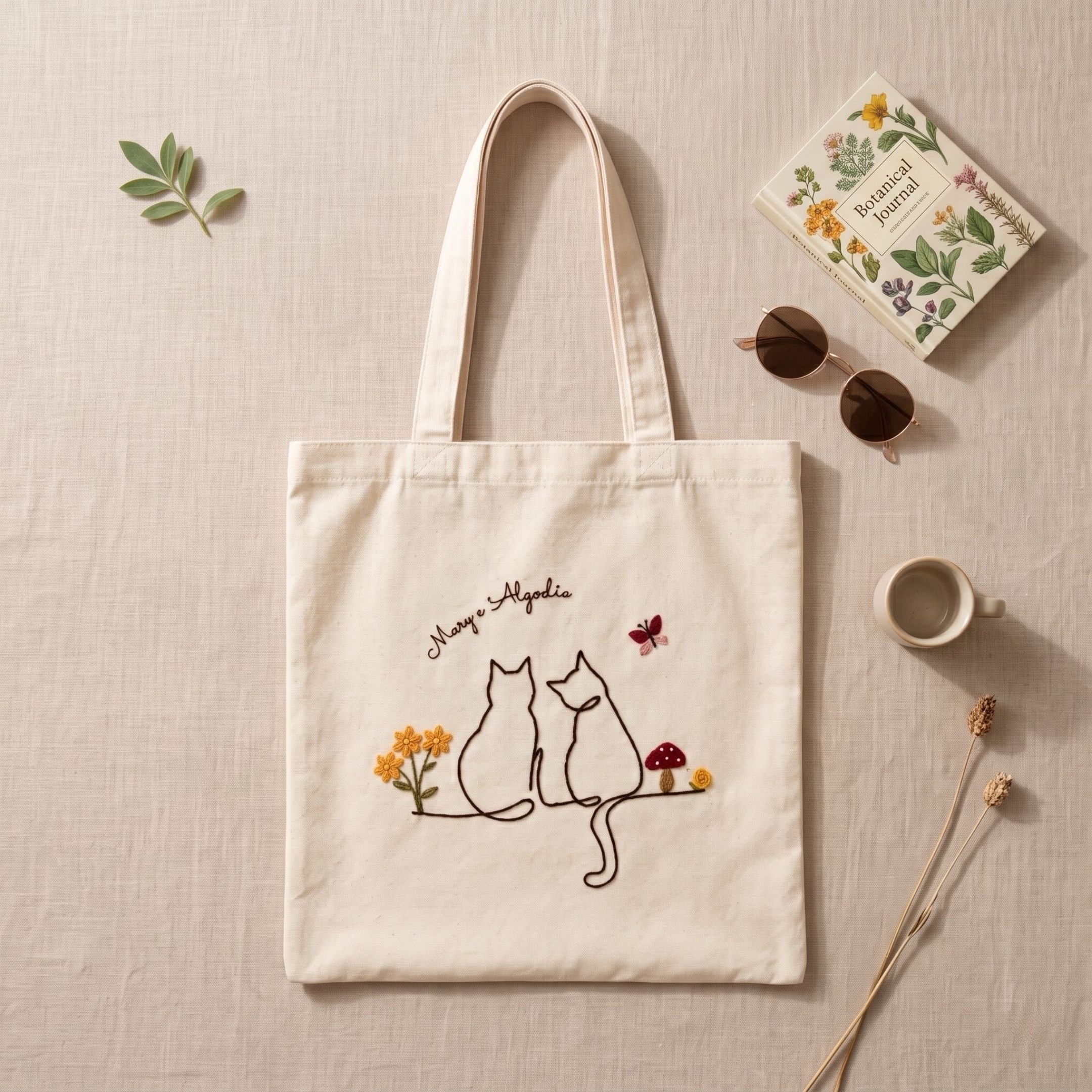 Meow & Bloom Handwork Tote Bag View 4