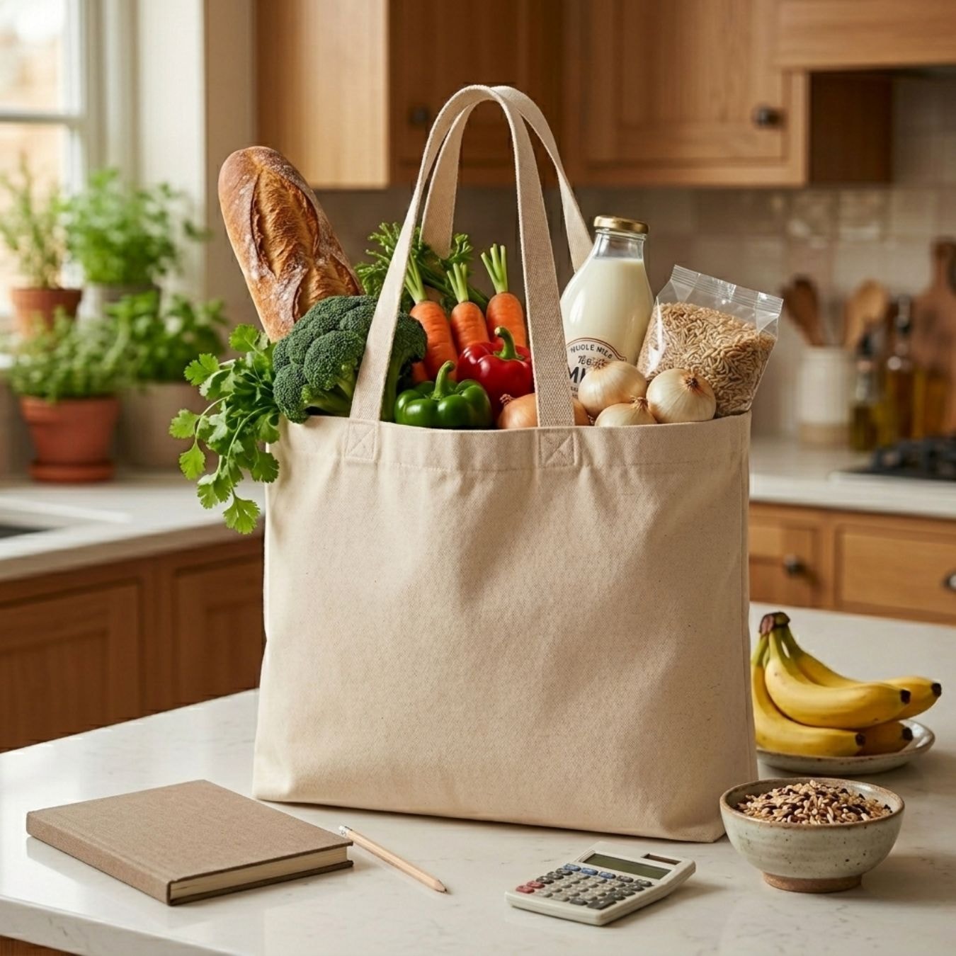 12x10 Inches | Essential Wide Cotton Tote Bag View 3