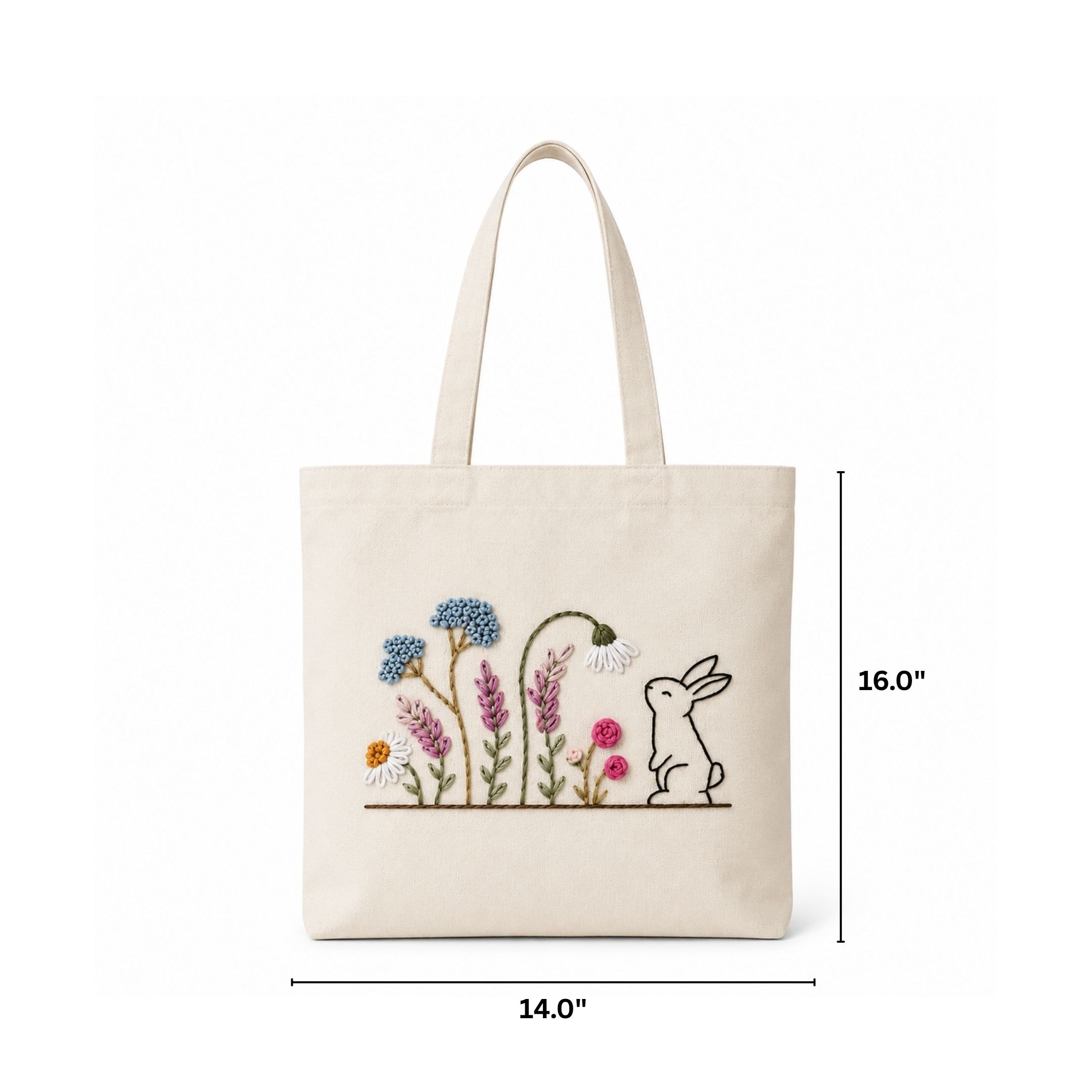 Bunny Bloom Handwork Tote Bag View 1