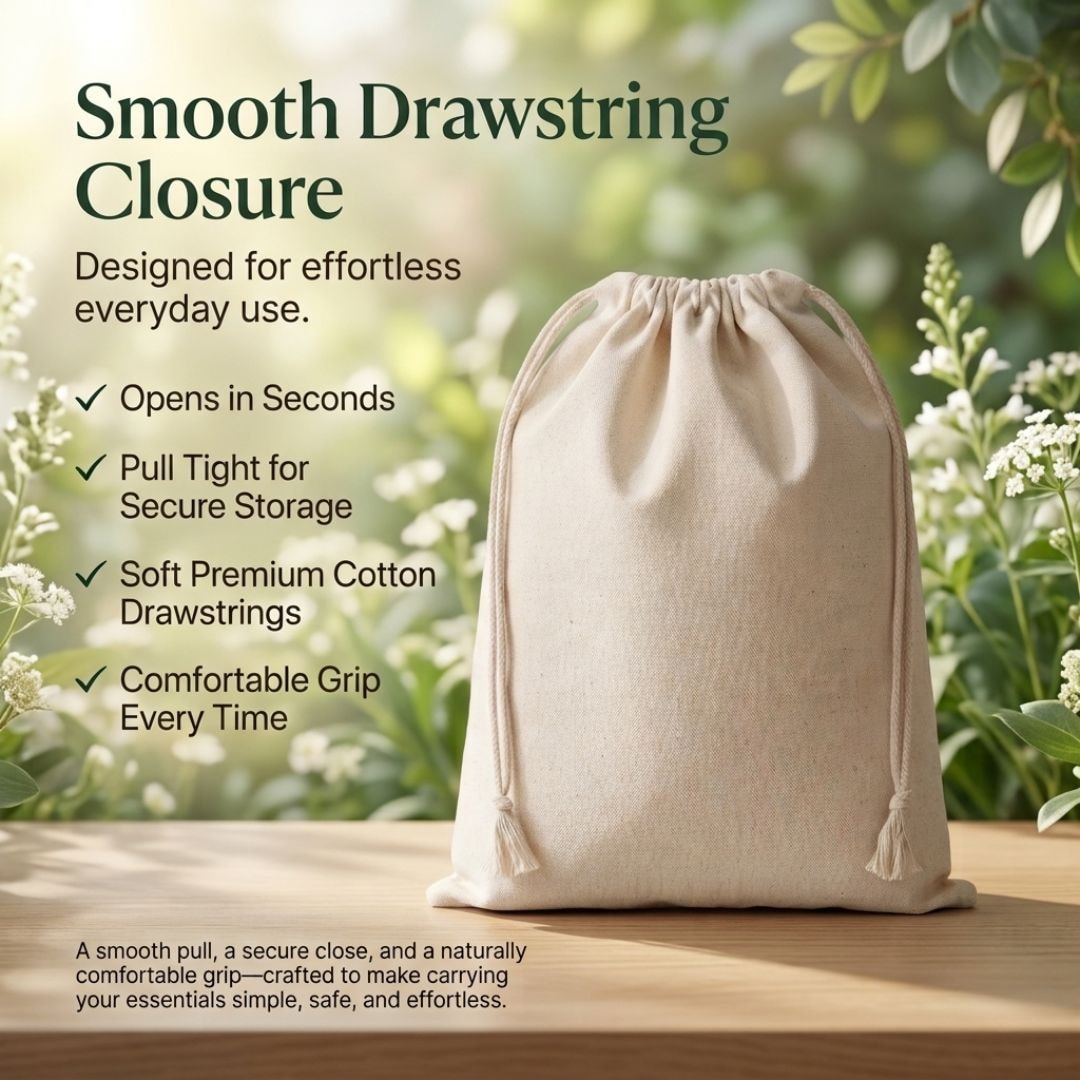 12x14 Inches Cotton Drawstring Bag | 150 GSM View 4