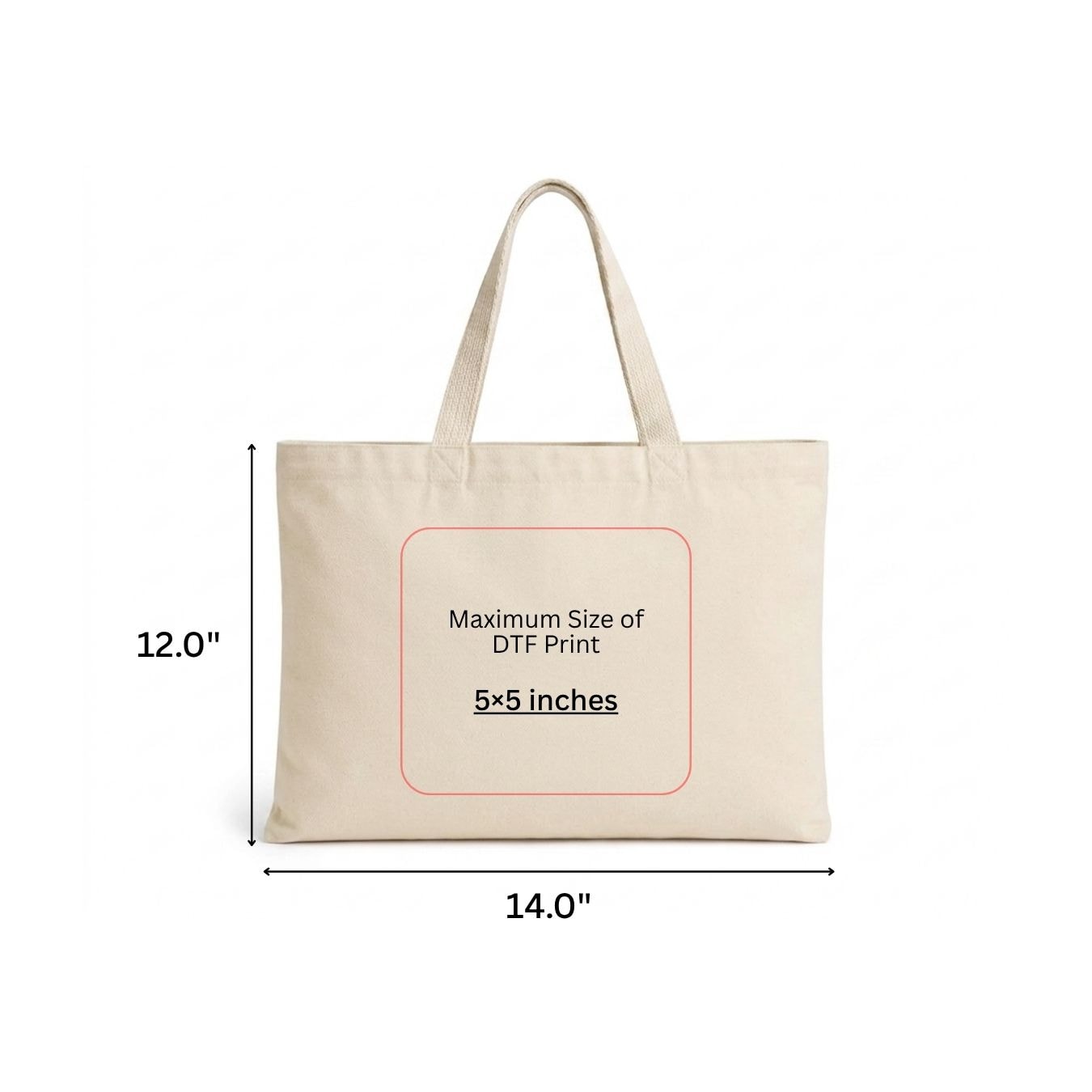 14x12 Inches | Classic Wide Cotton Tote Bag View 6