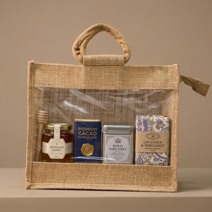 Clear Window Jute Hamper Bag | 350 GSM View 1