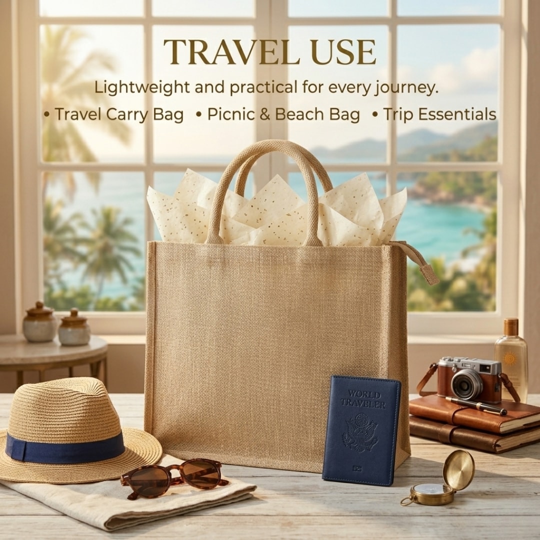 Basic Jute Bags With Zipper Closure | 350 GSM View 6