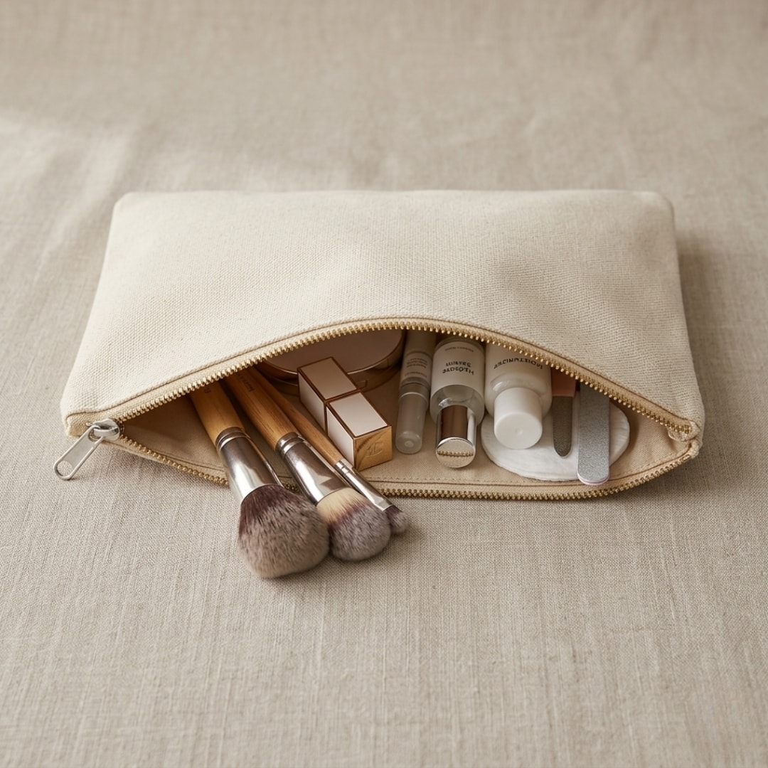 10x7 Inches Cotton Zipper Pouch | 300 GSM View 3