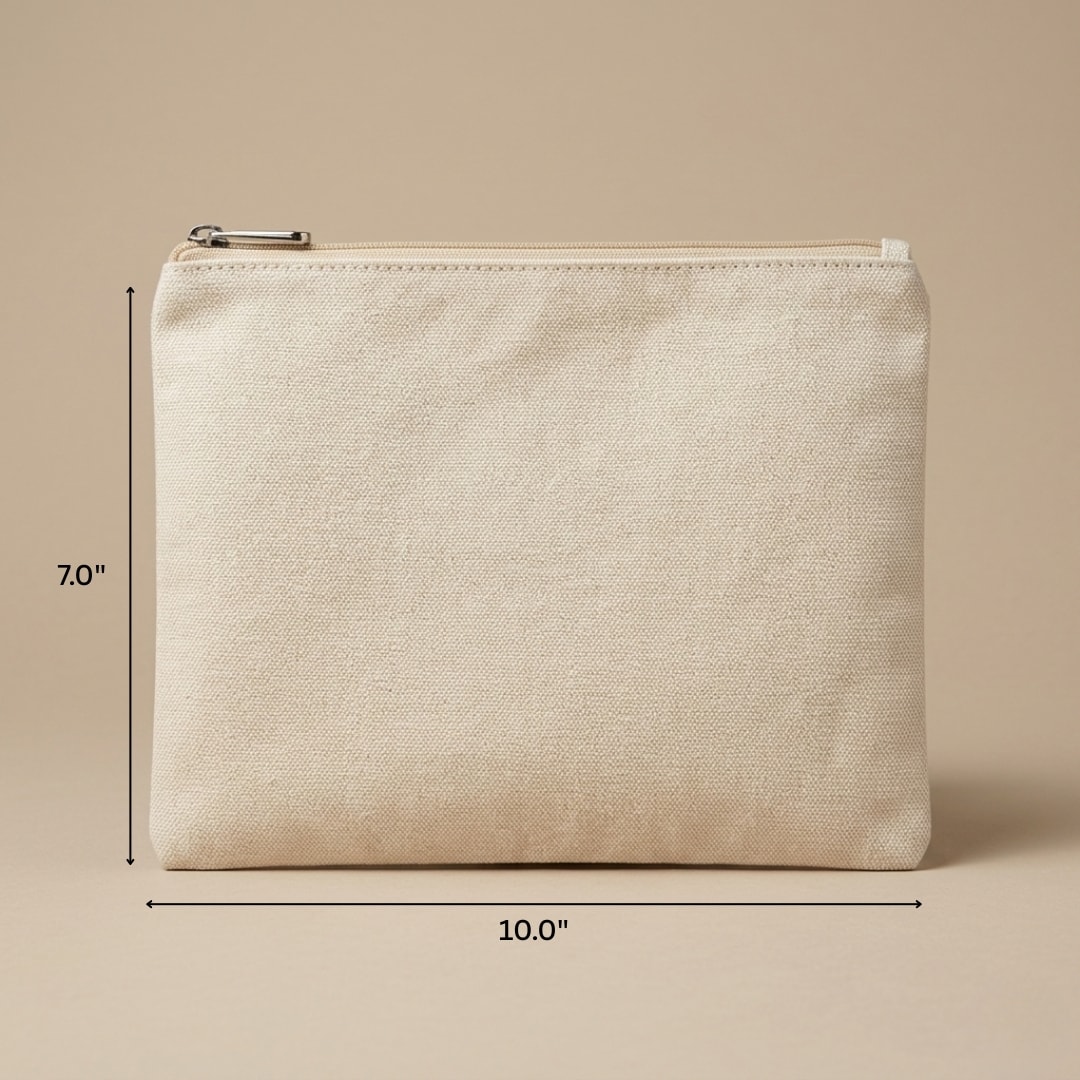 10x7 Inches Cotton Zipper Pouch | 300 GSM View 2