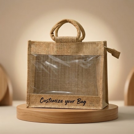 Clear Window Jute Hamper Bag | 350 GSM View 8