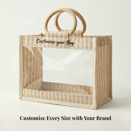 Striped Window Jute Hamper Bag | 350 GSM View 8