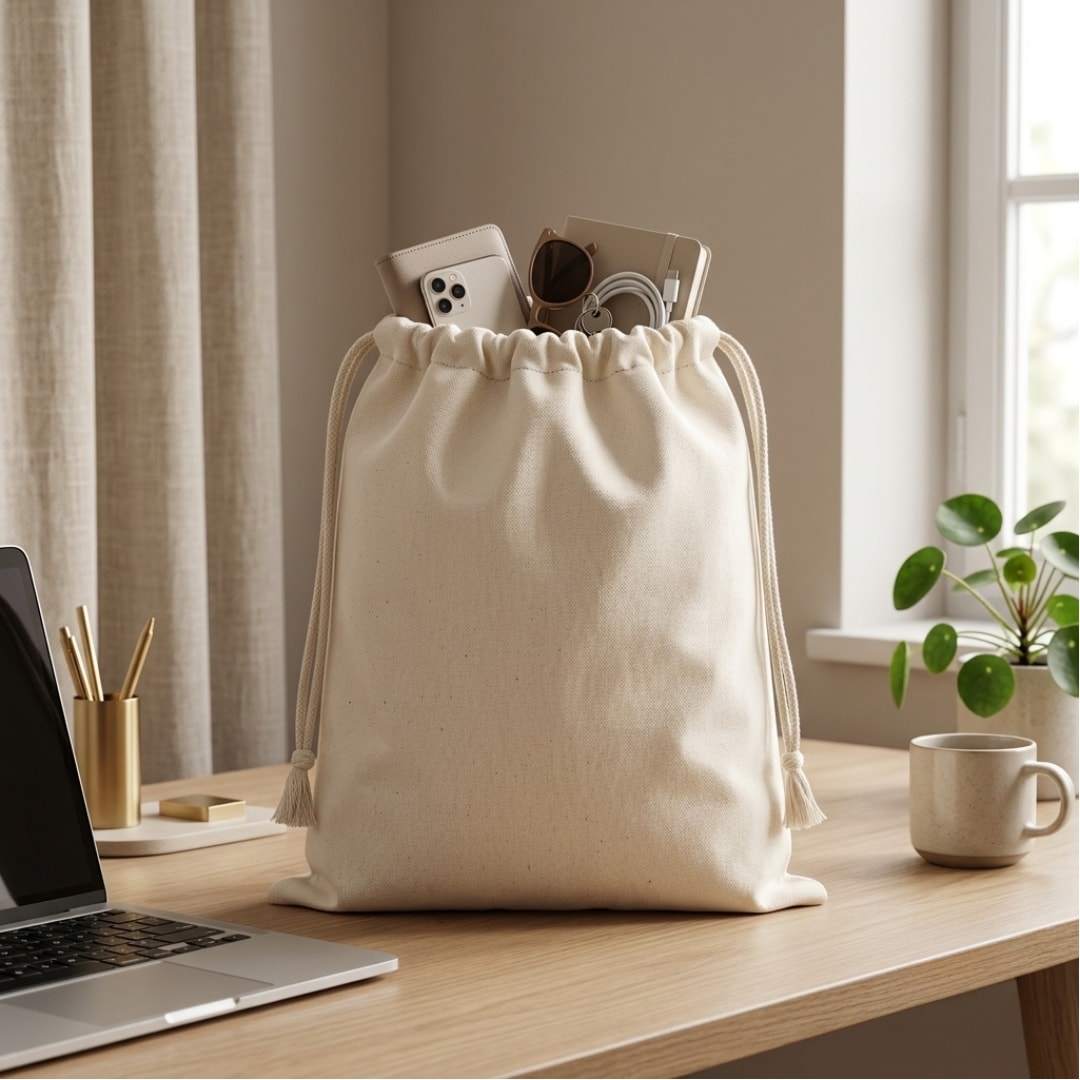 10x12 Inches Cotton Drawstring Bag | 150 GSM View 3
