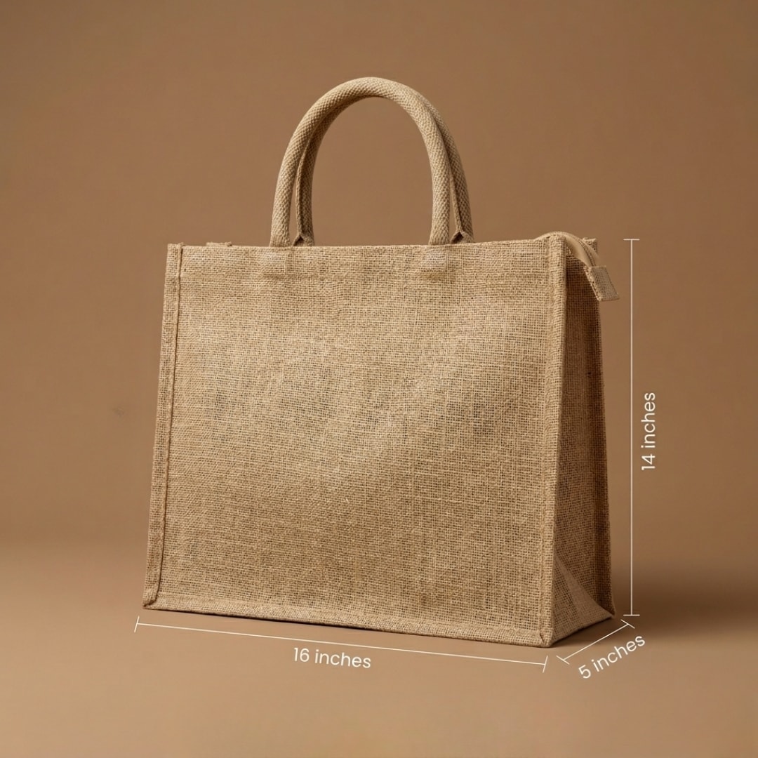 Basic Jute Bags With Zipper Closure | 350 GSM View 2