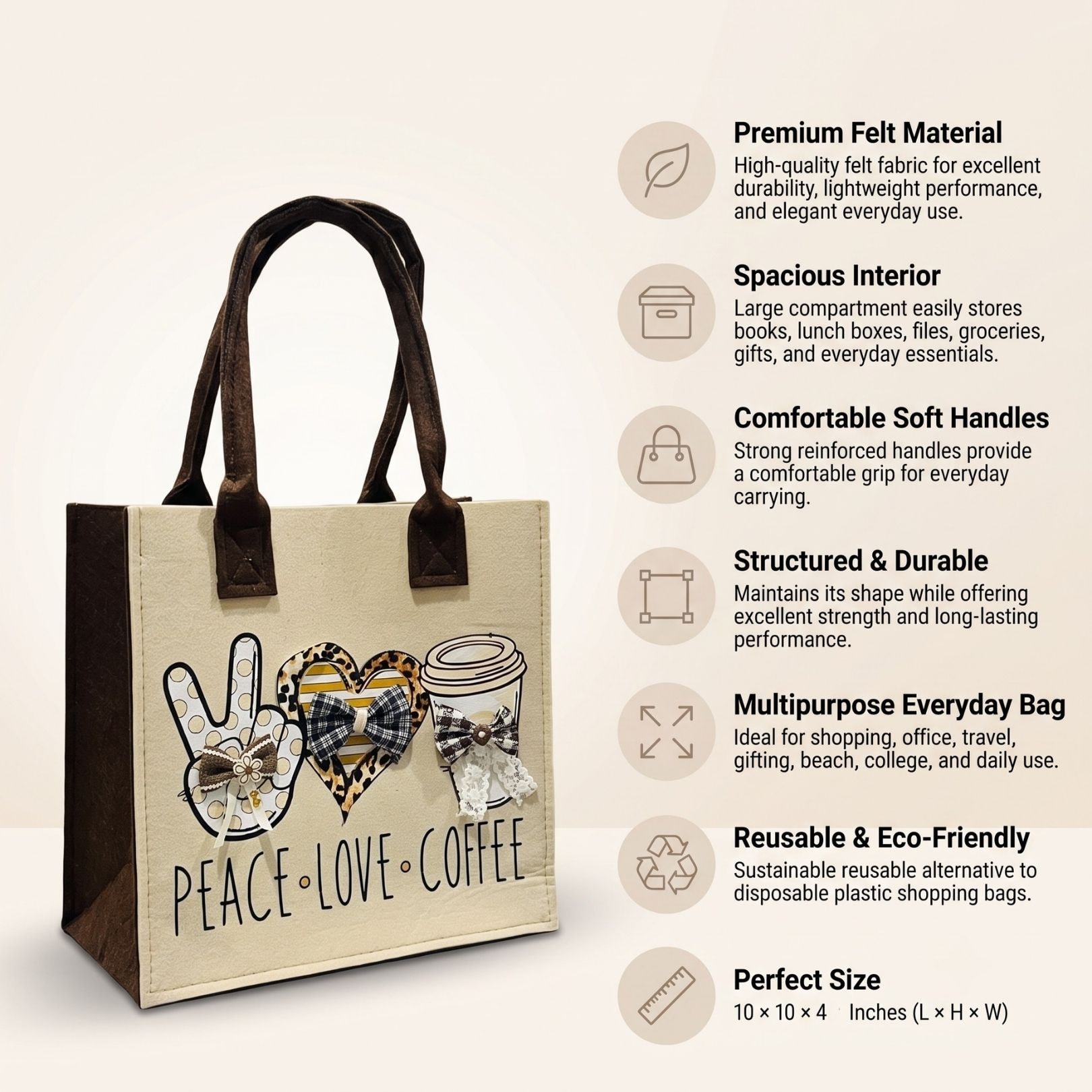 Peace Brew Felt Bag View 4