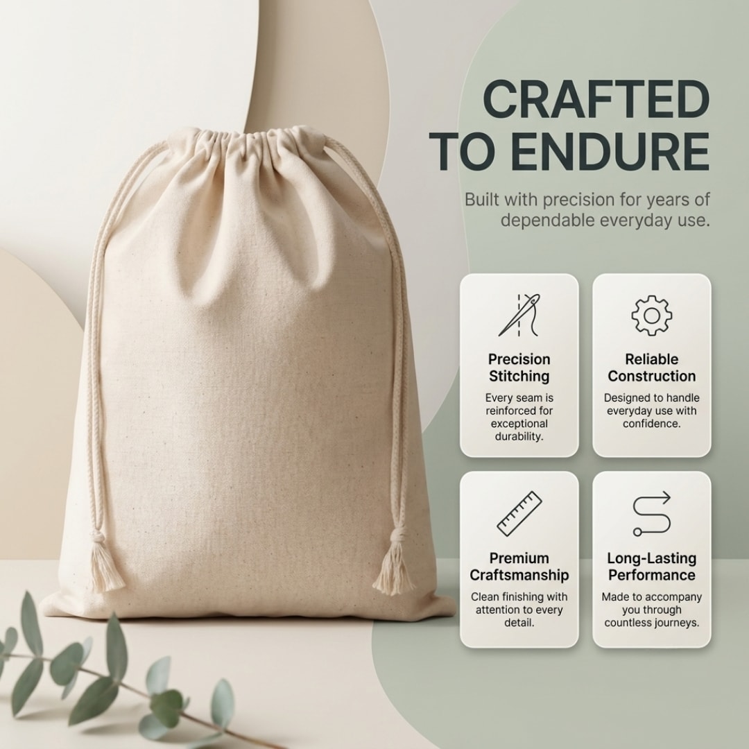 10x14 Inches Cotton Drawstring Bag | 150 GSM View 4