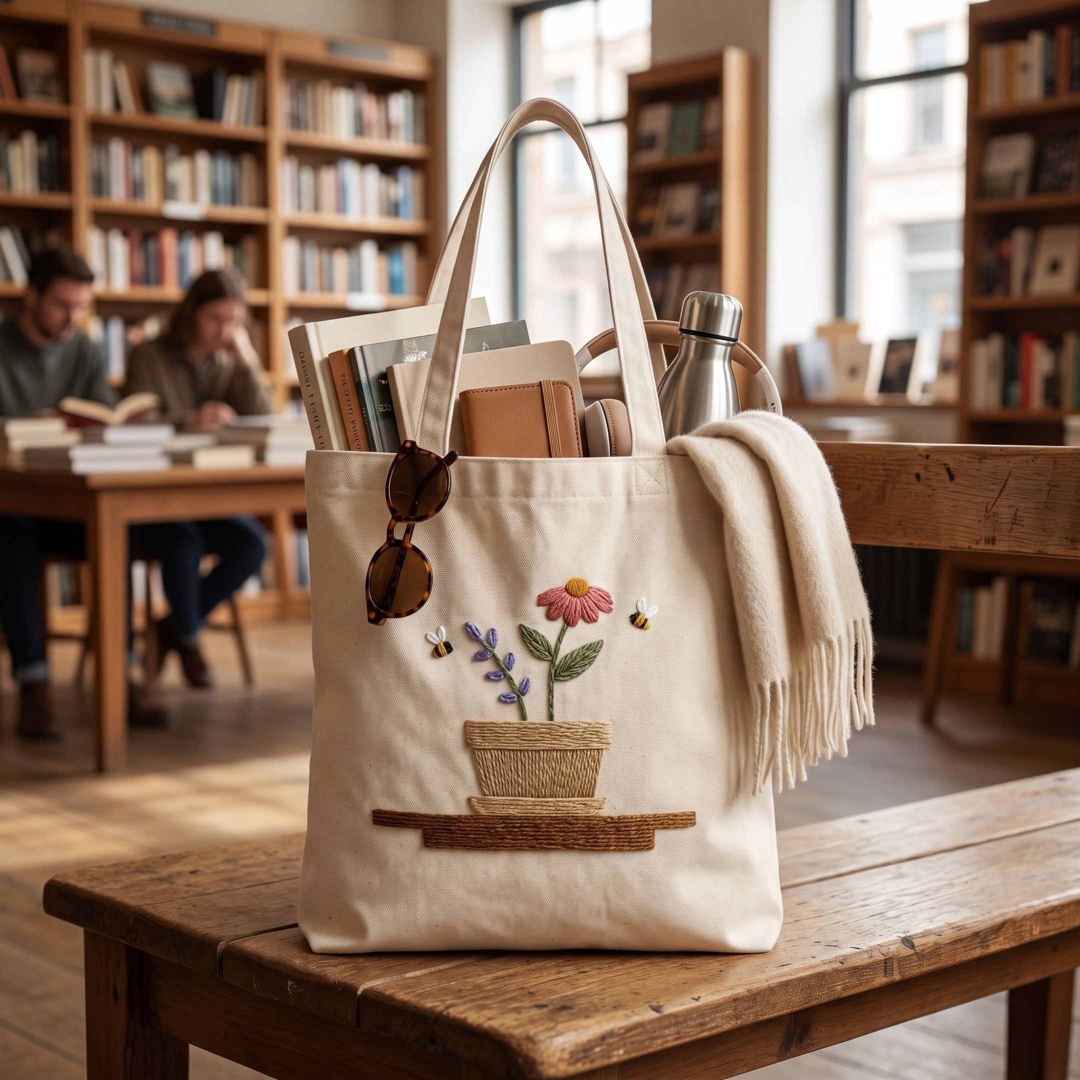 Garden Bloom Handwork Tote Bag View 5