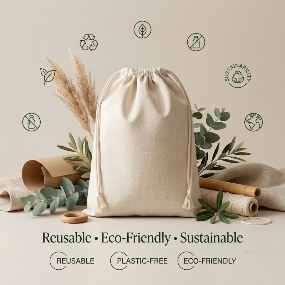 4x5 Inches Cotton Drawstring Bag | 150 GSM alternate view