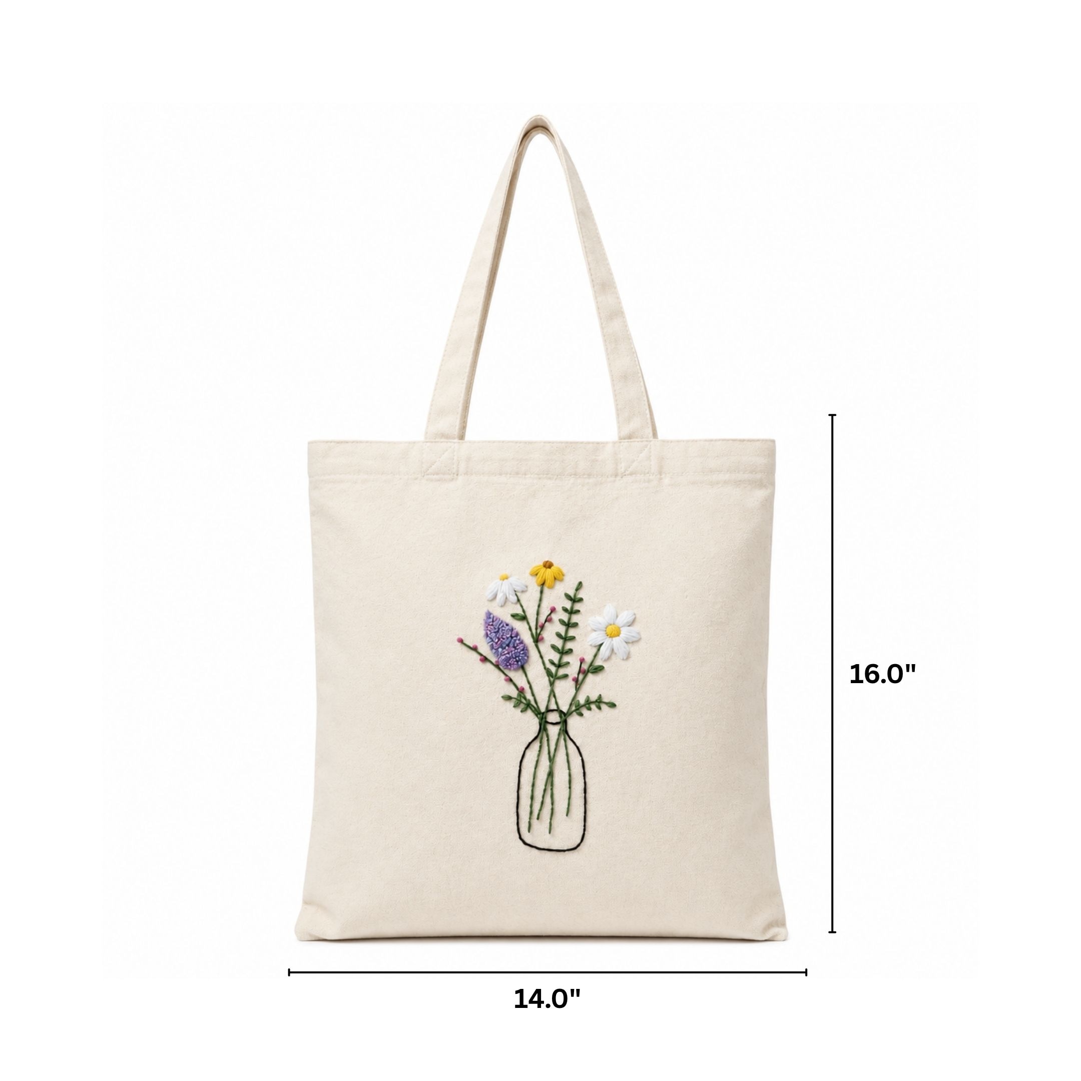 Wildflower Vase Handwork Tote Bag