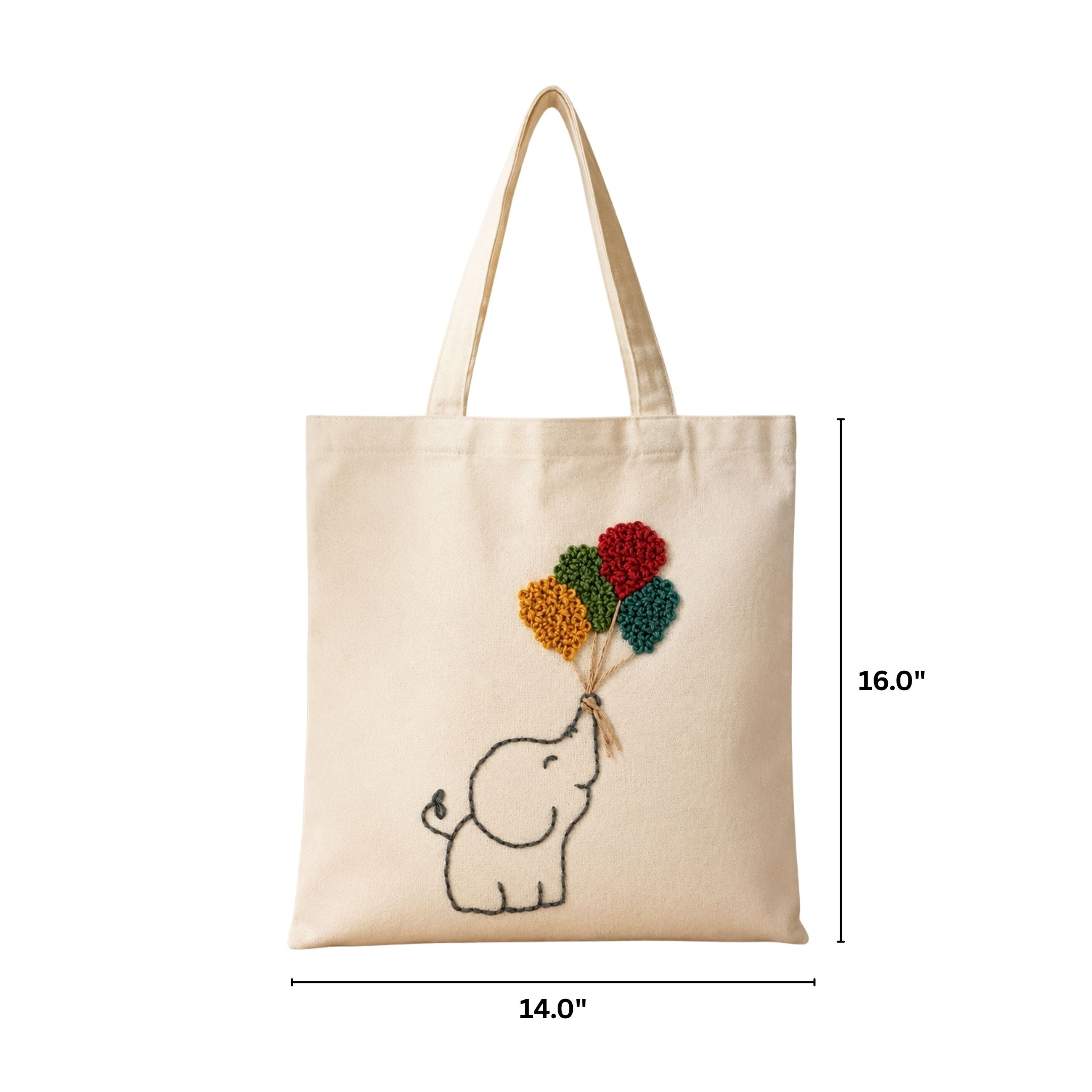 Elephant Bloom Handwork Tote Bag