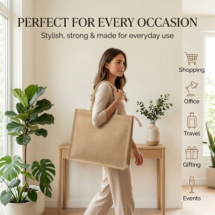 Plain Jute Bags With Zipper Closure | 350 GSM alternate view