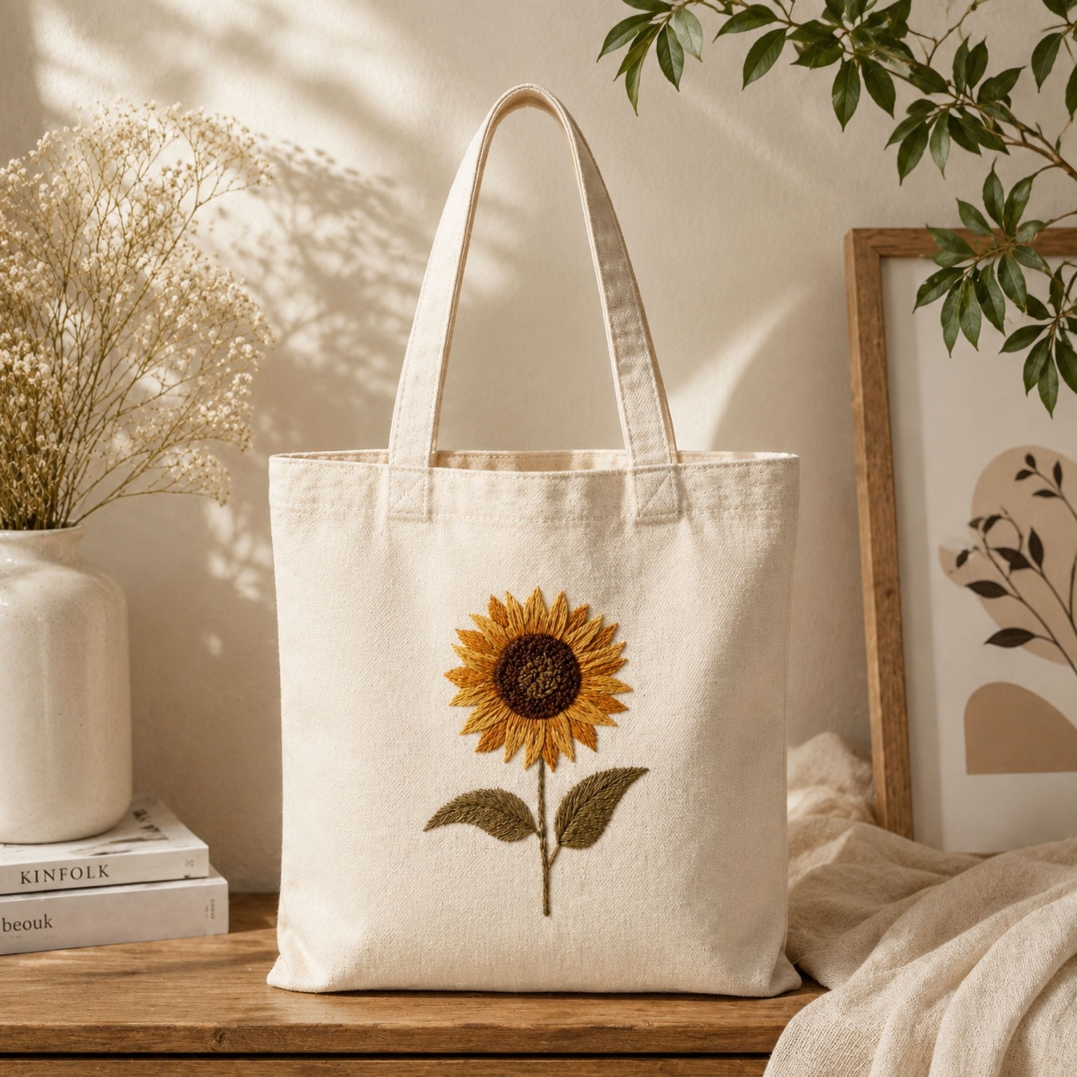 Sunshine Bloom Handwork Tote Bag alternate view