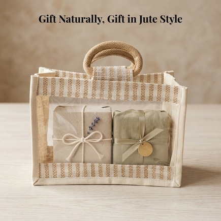 Striped Window Jute Hamper Bag | 350 GSM