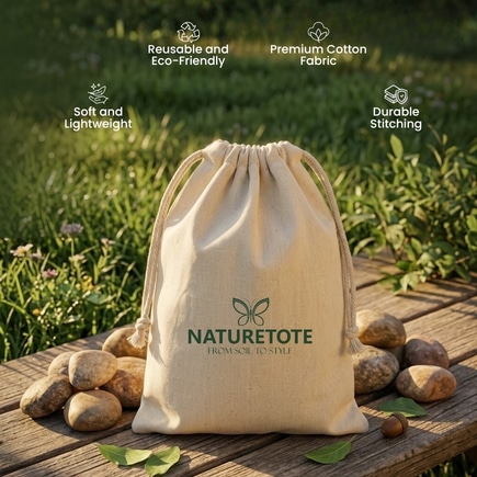 12x16 Inches Cotton Drawstring Bag | 150 GSM alternate view